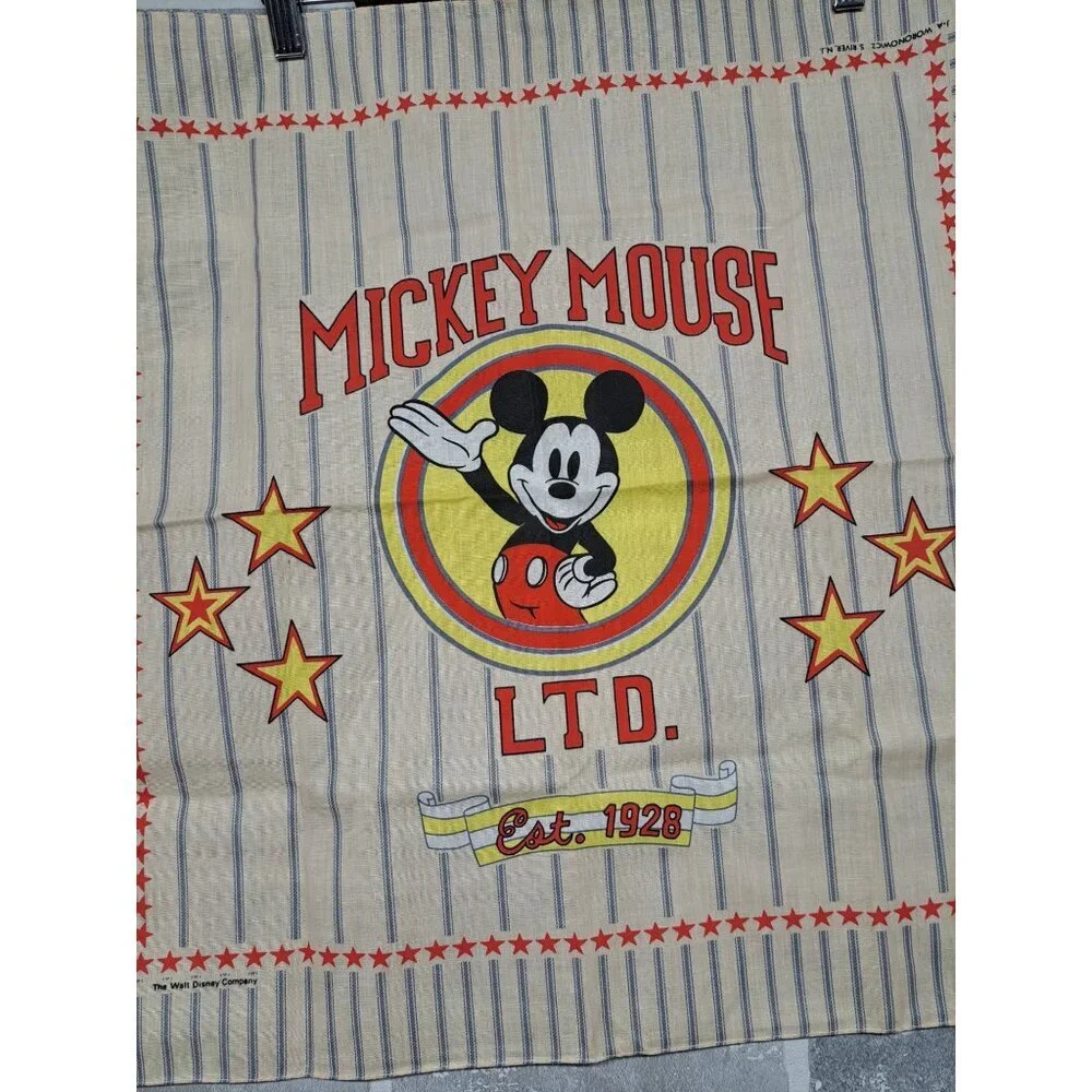 Disney Mickey Mouse LTD Stars & Stripes Retro Bandana‎ Scarf 22 X 22 Inch